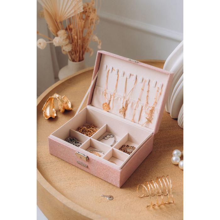 Cutie de bijuterii roz cu cheie și închidere cu zăvor - Peterson PTR-PTN SZK-11-5950 ROSE [6]