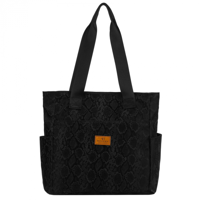 Geantă de damă neagră din poliester cu mânere confortabile - Rovicky PTR-R-TZ-01-2387 BLACK W [2]