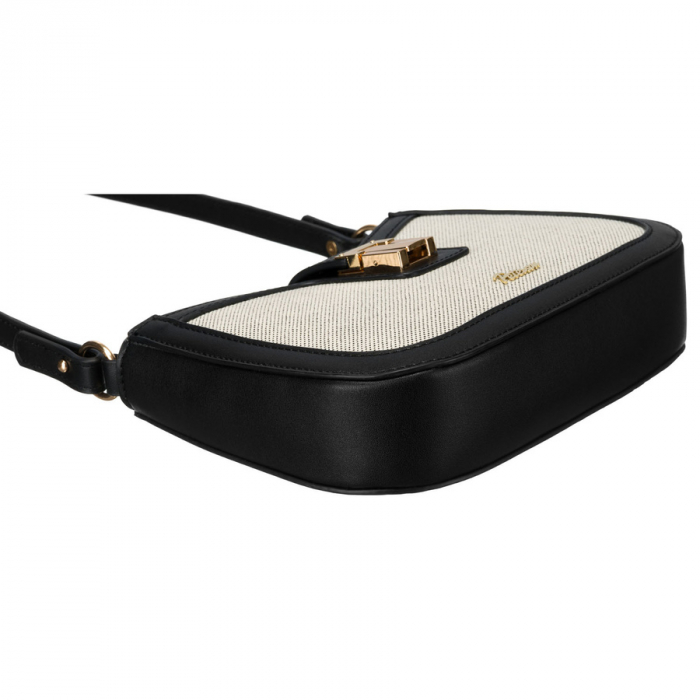 Geantă de damă bej din piele naturală și pânză Peterson PTR-PTN CAN-02 NAT-BLACK [3]