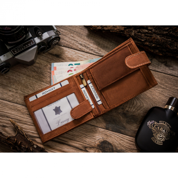 Portofel din piele naturala pentru barbati PTR-N992L-CHM-HORSE-BL C [6]