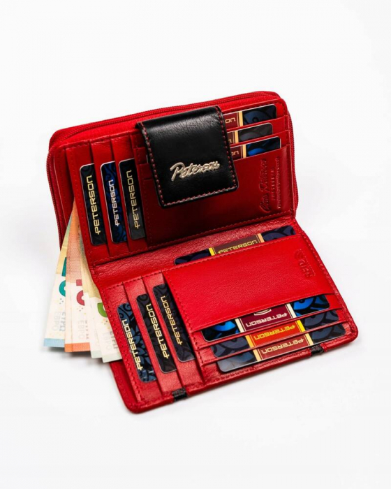 Portofel dama din piele naturala Peterson PTR-PTN KA-27-9627 RED/B [6]