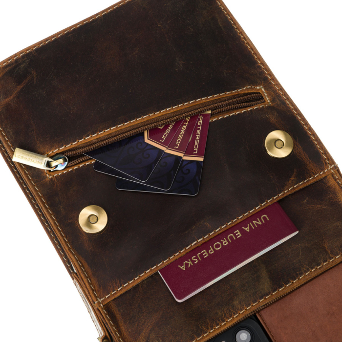 Geantă elegantă de culoare maro pentru bărbați, din piele naturală, cu un singur compartiment - Peterson PTN 5842-TMH-4862 TA [9]