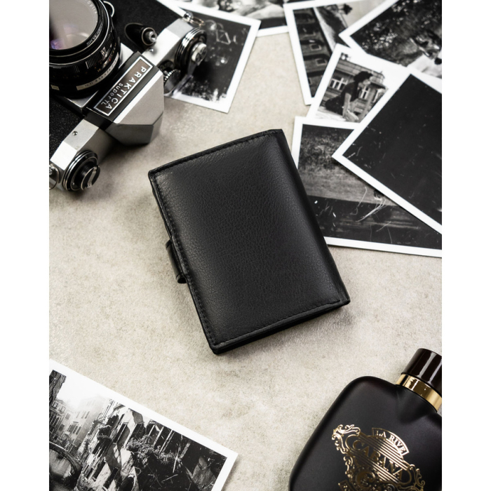 Portofel negru bărbătesc din piele naturală, cu spațiu pentru certificatul de înmatriculare al vehiculului și echipat cu sistem RFID - Rovicky PTR-0800L-RVD-0260 BLACK [5]