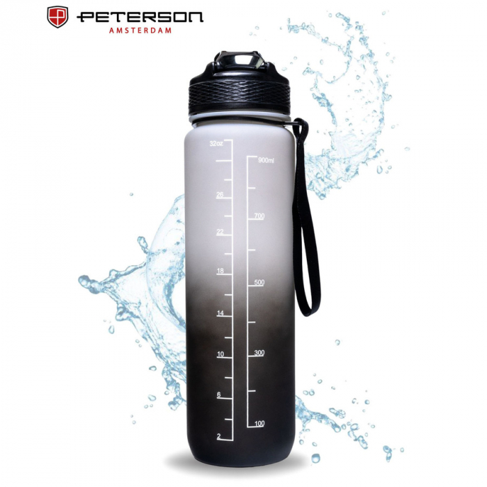 Sticlă de apă alb-negru de 1000 ml cu pai - Peterson PTR-PTN HY-8014-1L-9591 [8]