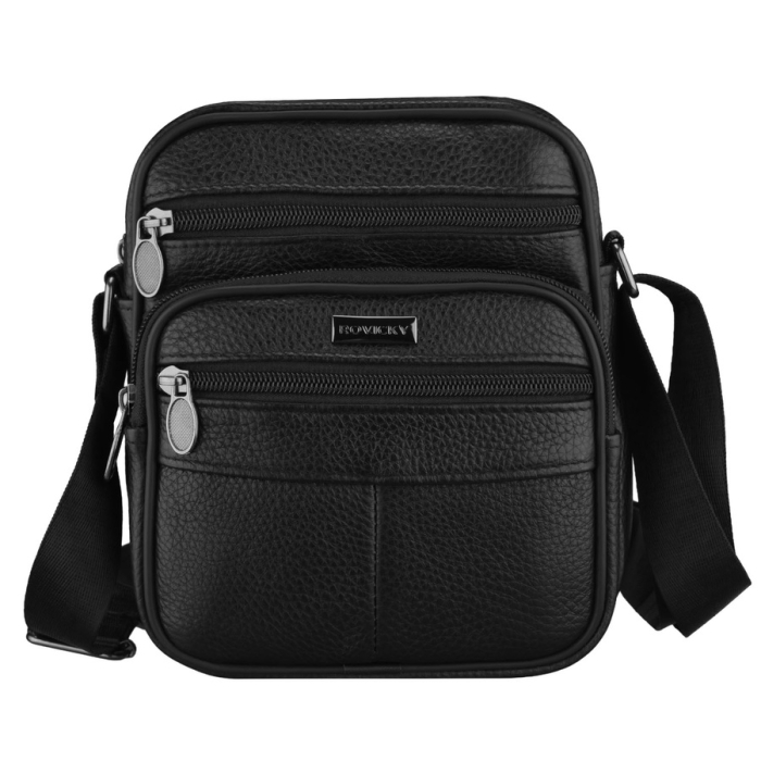 Geantă bărbătească din piele naturală de culoare neagră, cu închidere cu fermoar - Rovicky PTR-R-ST7-04-7601-BLACK [2]