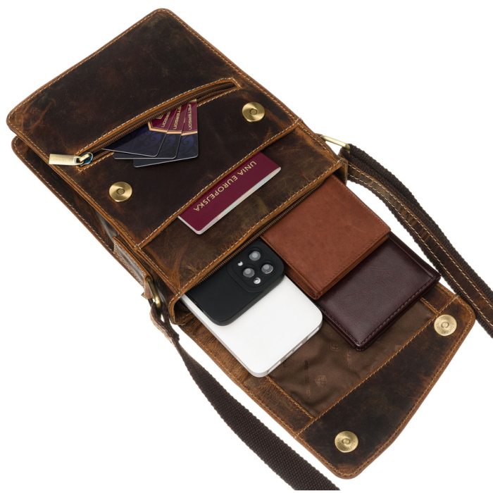 Geantă elegantă de culoare maro pentru bărbați, din piele naturală, cu un singur compartiment - Peterson PTN 5842-TMH-4862 TA [10]