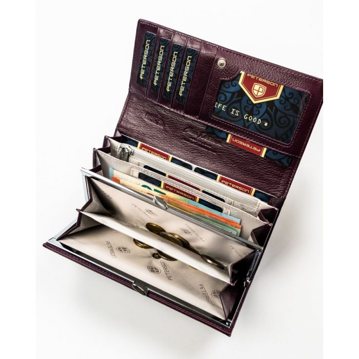 Portofel dama din piele naturala Peterson PTR-PTN PS122-FDS PURPLE [7]