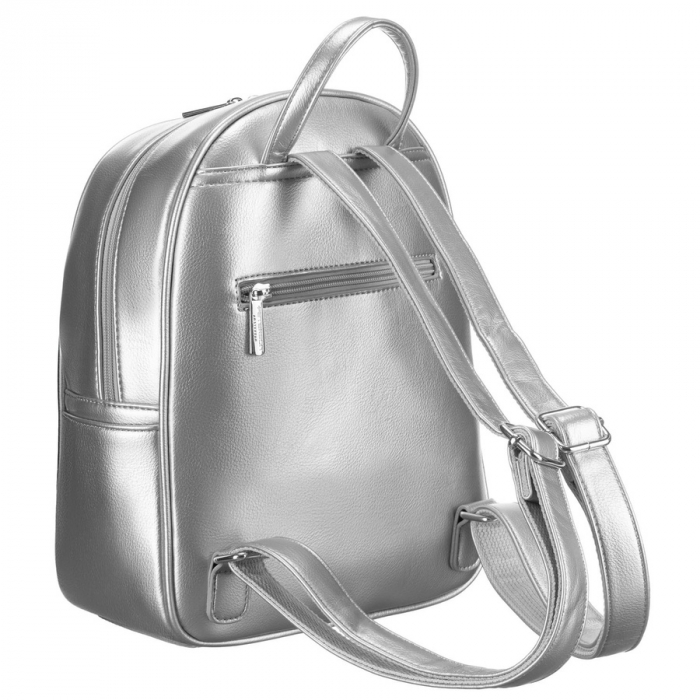 Rucsac de damă argintiu strălucitor, decorat cu matlasare și nituri, piele ecologică Peterson PTR-PTN SPY-1-PIL SILVER [4]