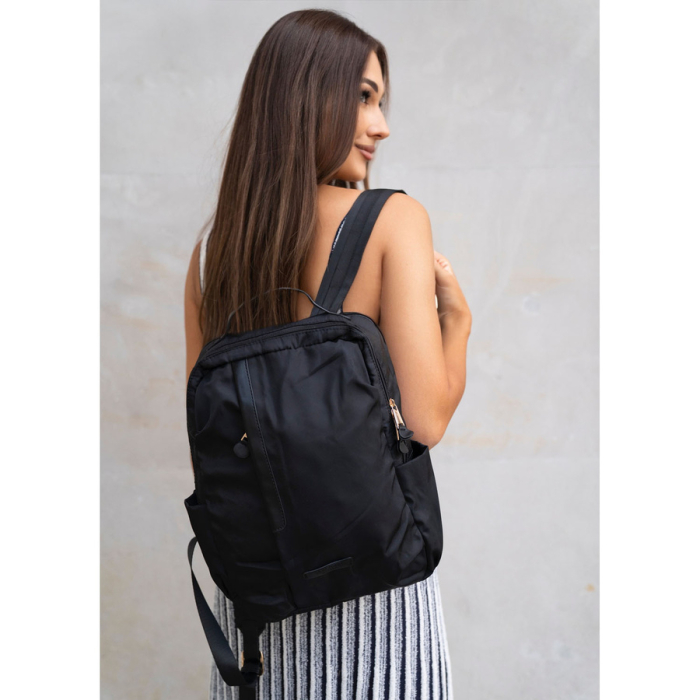 Rucsac negru din nailon pentru femei cu curea de bagaj - Peterson PTR-PTN JN-09-0047 BLACK [2]