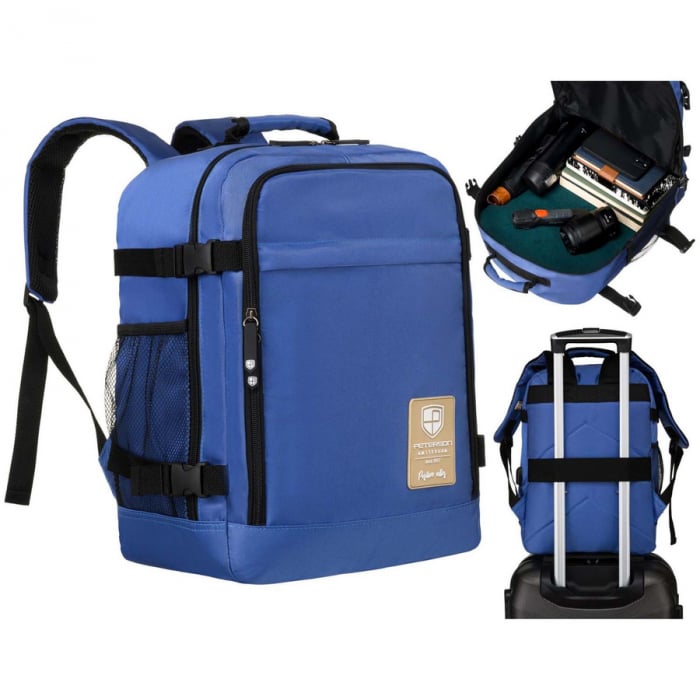 Rucsac de voiaj din poliester impermeabil de culoare albastra cu bretele reglabile - Peterson PTR-PTN APP-6684 BLUE [2]