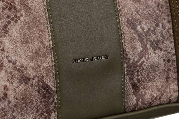 Geanta de dama din piele ecologica cu model de sarpe - David Jones PTR-6885-4 KHAKI [4]