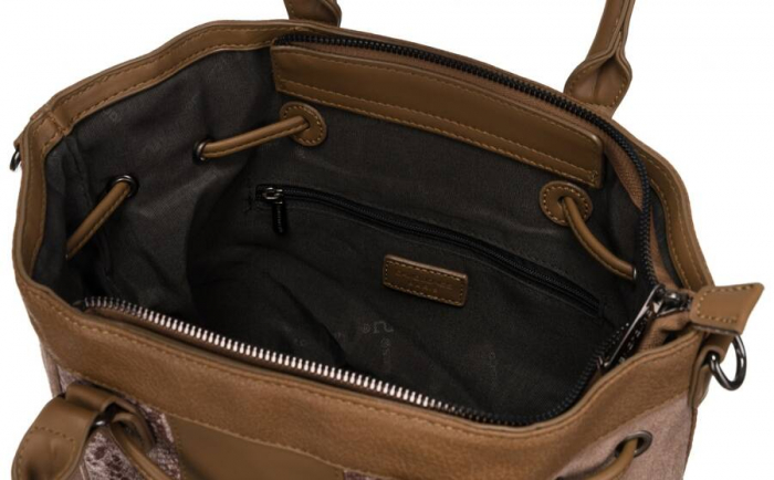 Geanta de dama din piele ecologica cu motiv piele de sarpe - David Jones PTR-6885-5 CAMEL [5]