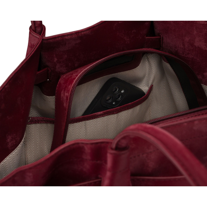 Geantă mare de damă tip shopper din piele ecologică bordo, cu un singur compartiment - Peterson PTR-PTN TOR-ALE-25 BURGU [6]