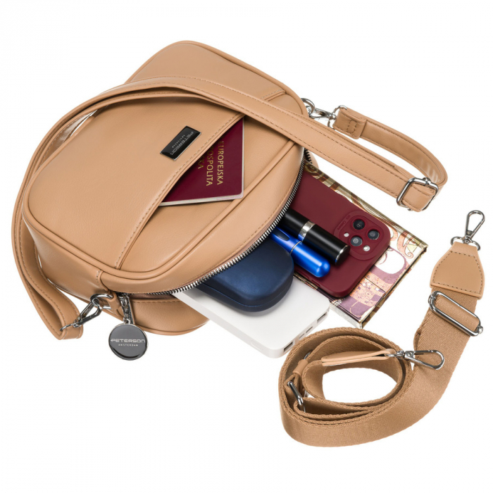 Geantă de damă urbană, bej, din piele ecologică, geantă crossbody Peterson PTR-PTN STY-2-PIL BAIGE [11]