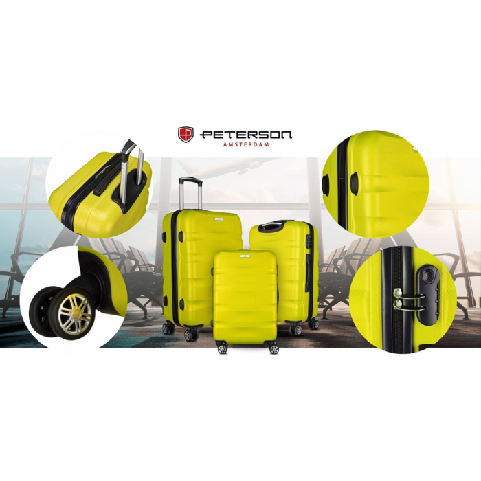 Valiză mică de cabină galbenă cu roți detașabile - Peterson PTR-PTN 5806-W-XS-4428 Y [3]