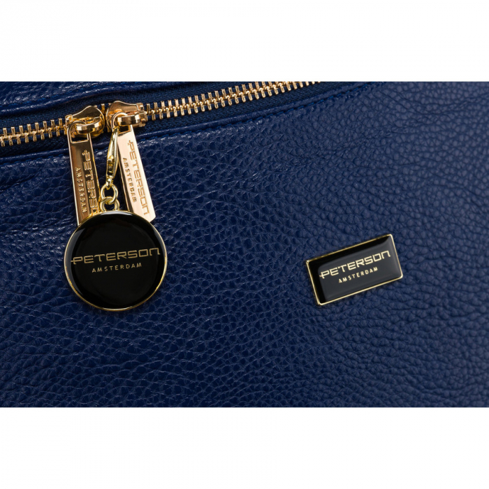 Borsetă mare de damă bleumarin, geantă crossbody din piele ecologică, Peterson PTR-PTN SSY-3-F19 NAVY [4]