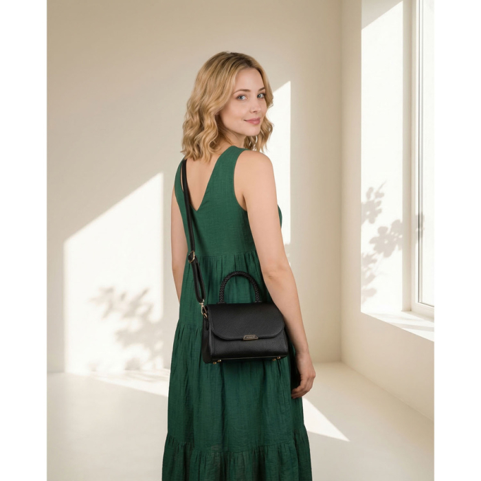 Geantă mică de damă neagră crossbody din piele ecologică - Peterson PTR-PTN MX01-F-7670 [4]