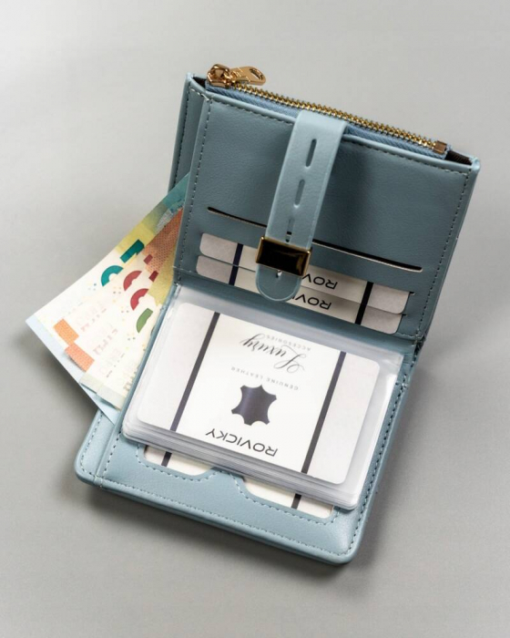 Portofel de dama din piele ecologica cu insert card - 4U Cavaldi PTR-2303A-8352 BLU [6]