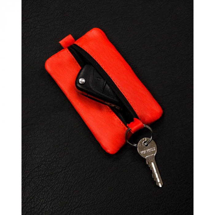 Husă compactă pentru chei din piele naturală de culoare portocalie PTR-KC-02-PDM ORANGE [4]