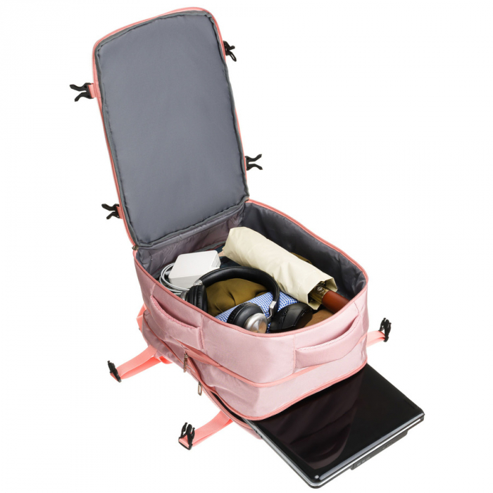 Rucsac cu spațiu pentru laptop roz, suspendat pe bretele reglabile - Peterson PTR-PTN 24403-6942 PINK [15]