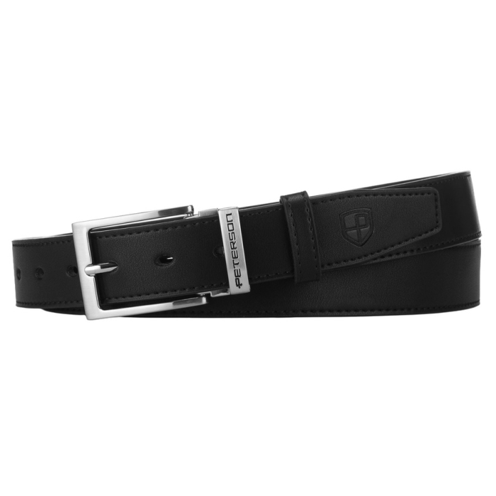 Set cadou: portofel vertical bărbătesc de culoare neagră și curea din piele naturală cu cataramă clasică - Peterson [13]