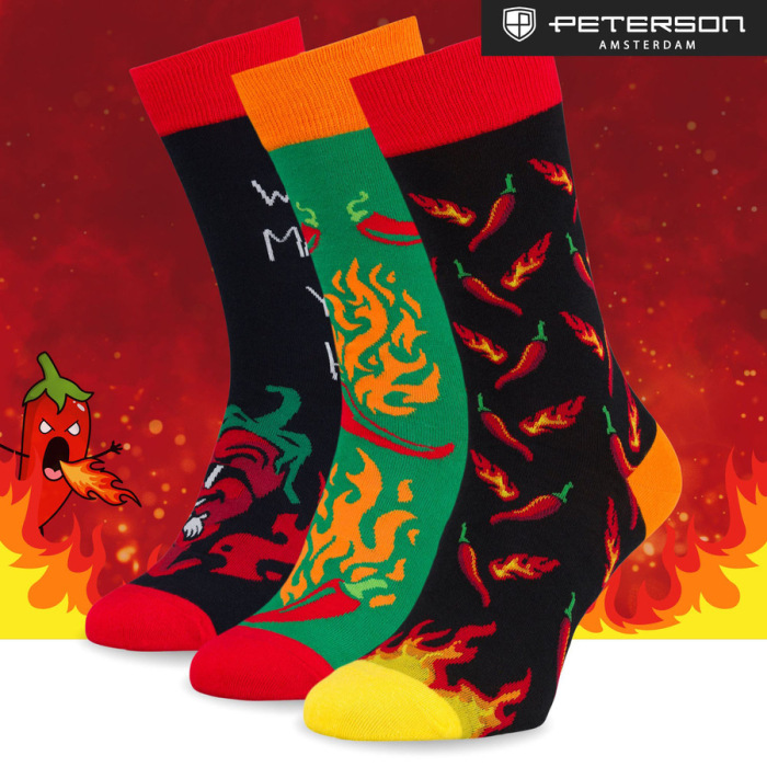 Set de șosete bărbătești în mărimile 38-44 cu model cu chili - Peterson PTR-PTN SML-S3W-CH-38-44 [9]