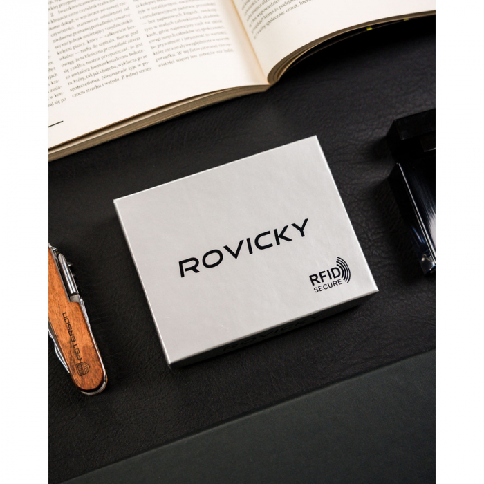 Portofel din piele naturala pentru barbati Rovicky PTR-CPR-06L-NBAR BLACK [10]