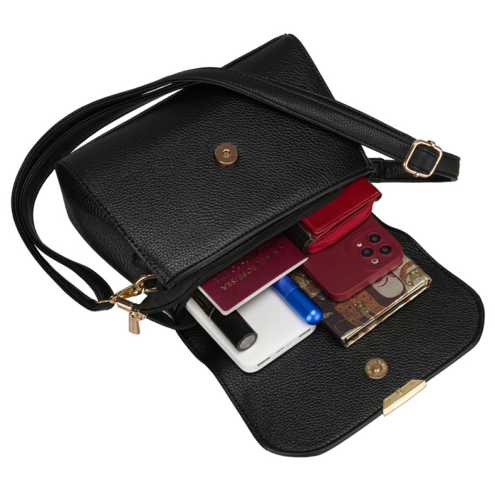 Geantă mică de damă neagră crossbody din piele ecologică - Peterson PTR-PTN MX01-F-7670 [16]