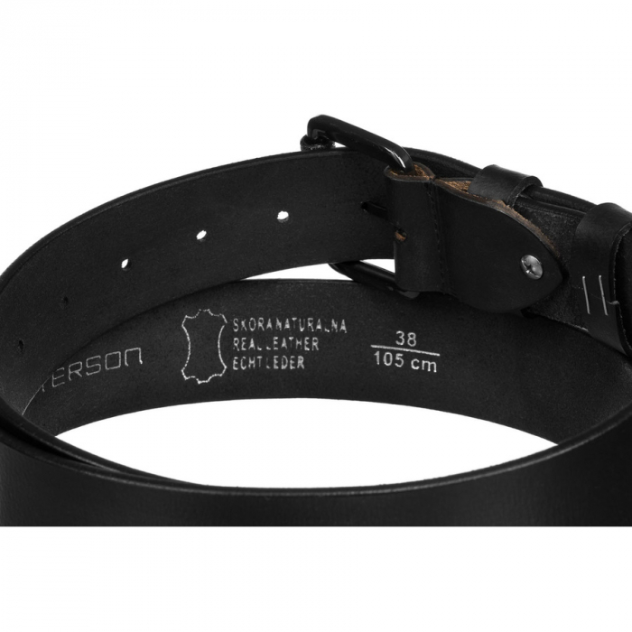 Curea bărbătească din piele neagră cu cataramă tradițională - Peterson PTR-PTN LTP-BUF-85 BLACK [6]