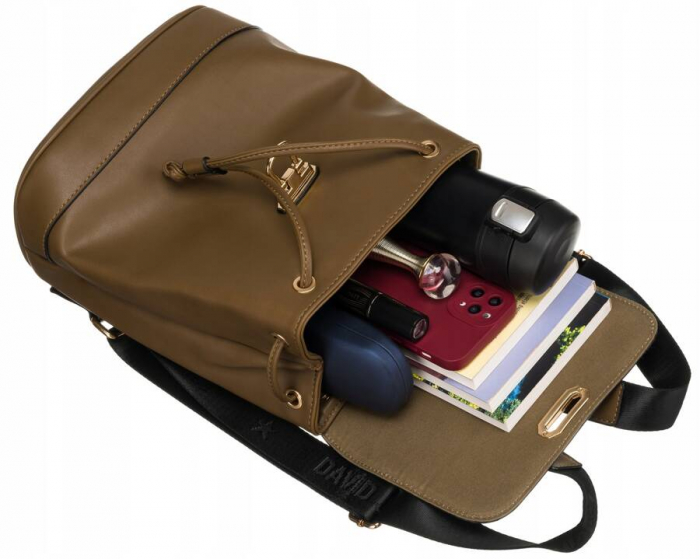Rucsac urban de dama cu clips din piele ecologica - David Jones PTR-6865-3 KH [7]