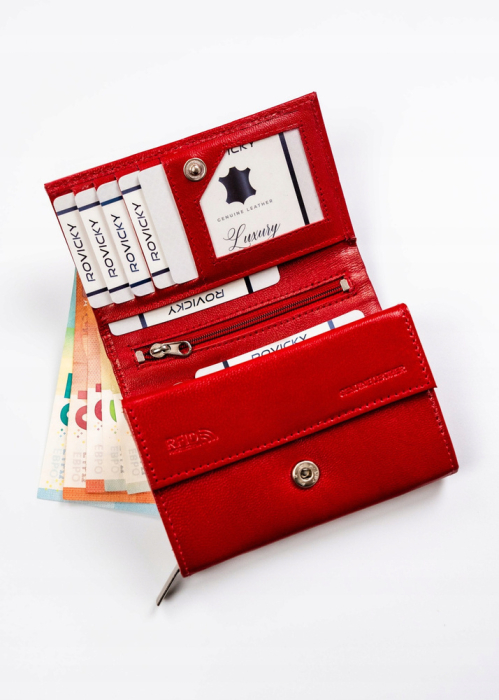 Portofel clasic de damă din piele naturală - Rovicky PTR-R-RD38-GCL-BL RED [7]