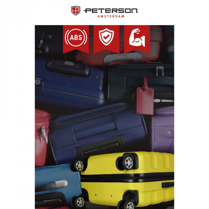 Valiză mică de cabină galbenă cu roți detașabile - Peterson PTR-PTN 5806-W-XS-4428 Y [11]
