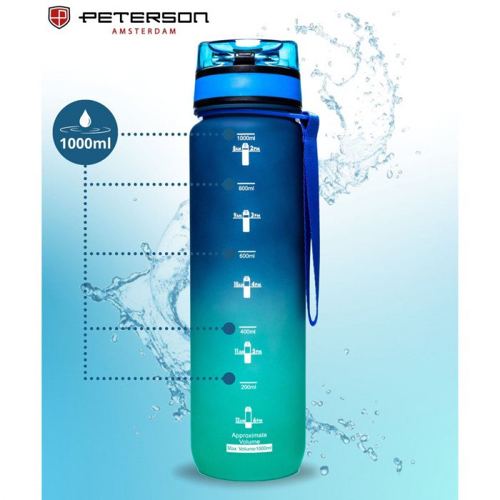 Sticlă de apă tritan albastru-verde cu o capacitate de 1000 ml - Peterson PTR-PTN HY-003-1L-9539 N [8]