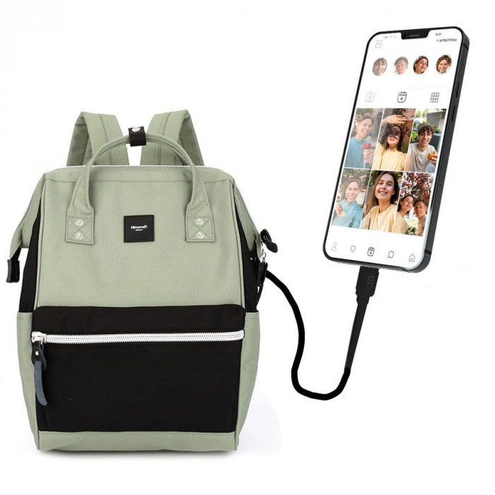 Rucsac spațios pentru laptop verde și negru cu port USB - Himawari PTR-1881-37(1) [1]