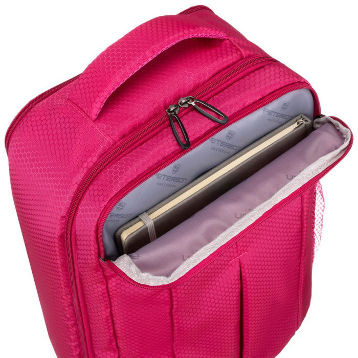 Rucsac de călătorie roz din poliester cu , curea pentru valiză - Peterson PTR-PTN BOCIAN-6439 PINK [9]