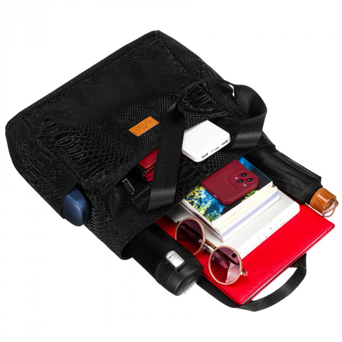 Geantă mare de damă din poliester, neagră - Rovicky PTR-R-TZ-01-2400 BLACK W [8]