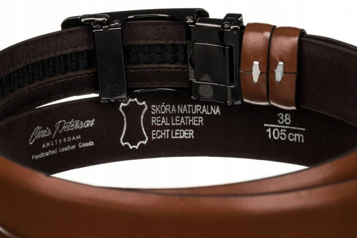 Curea bărbătească din piele naturala cu cataramă automată - Peterson PTR-PTN A001-85 BRO [4]