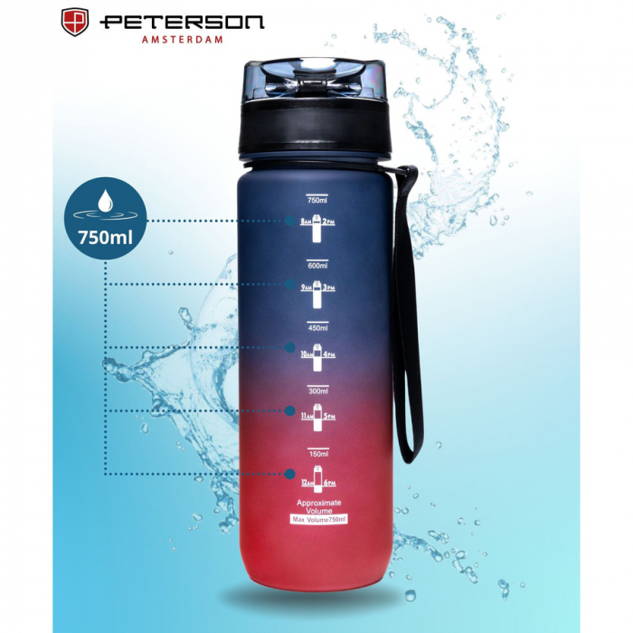 Sticlă de apă Tritan roșie și violetă, fără BPA - Peterson PTR-PTN HY-001-750-9522 [7]