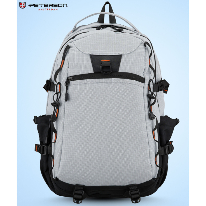 Rucsac mare, turistic, din poliester gri, cu două compartimente, cu fermoar - Peterson [8]