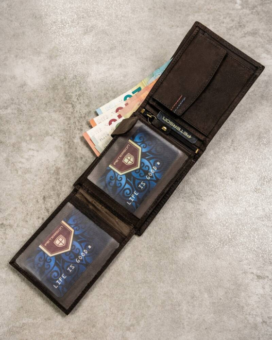 Set cadou portofel barbati din piele naturala si breloc Peterson PTR-PTN SET-M-1549-CHM B [8]