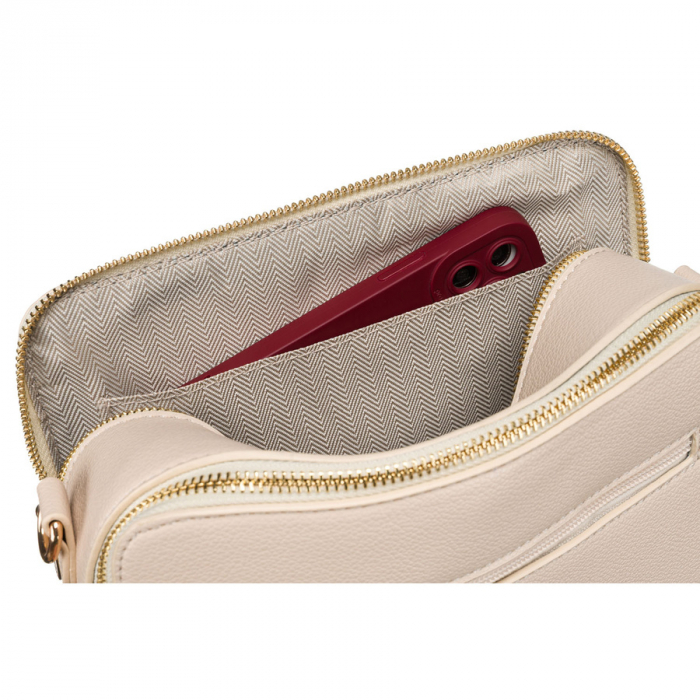 Geantă de damă tip messenger din piele ecologică, de culoare bej, cu închidere magnetică și fermoar - Peterson PTR-PTN TOR-ALE-21 BEIGE [10]