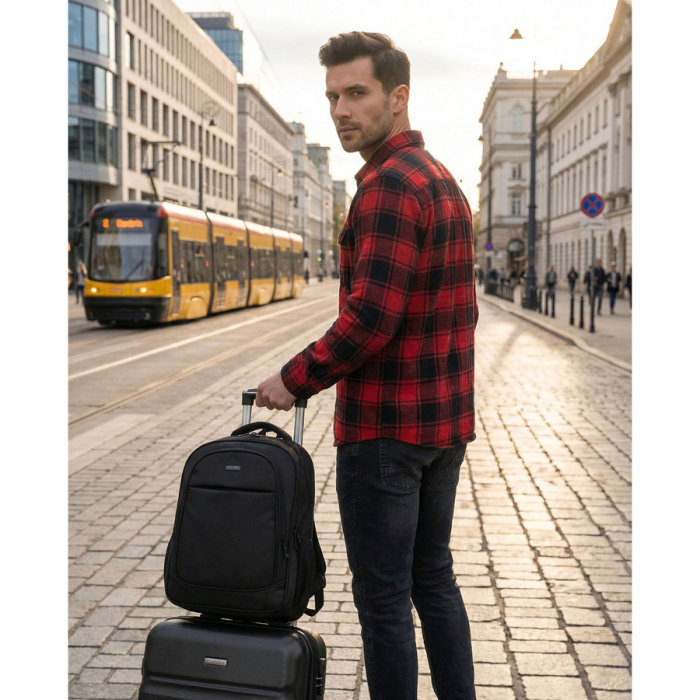 Rucsac de călătorie spațios pentru avion, fabricat din poliester, de culoare neagră - Rovicky PTR-R-MP3-02-7502-BLACK [4]