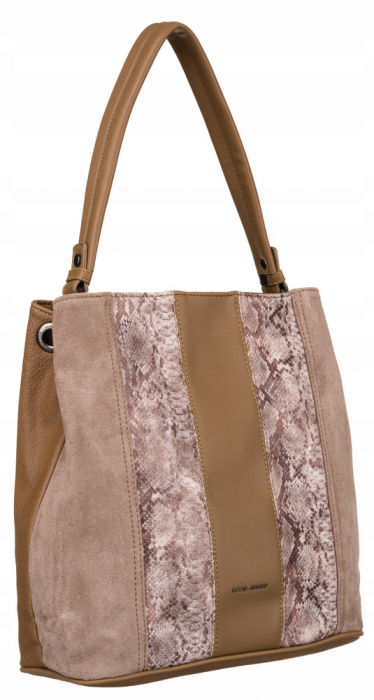 Geanta de dama din piele ecologica cu model de sarpe - David Jones 6885-4 CAMEL [9]