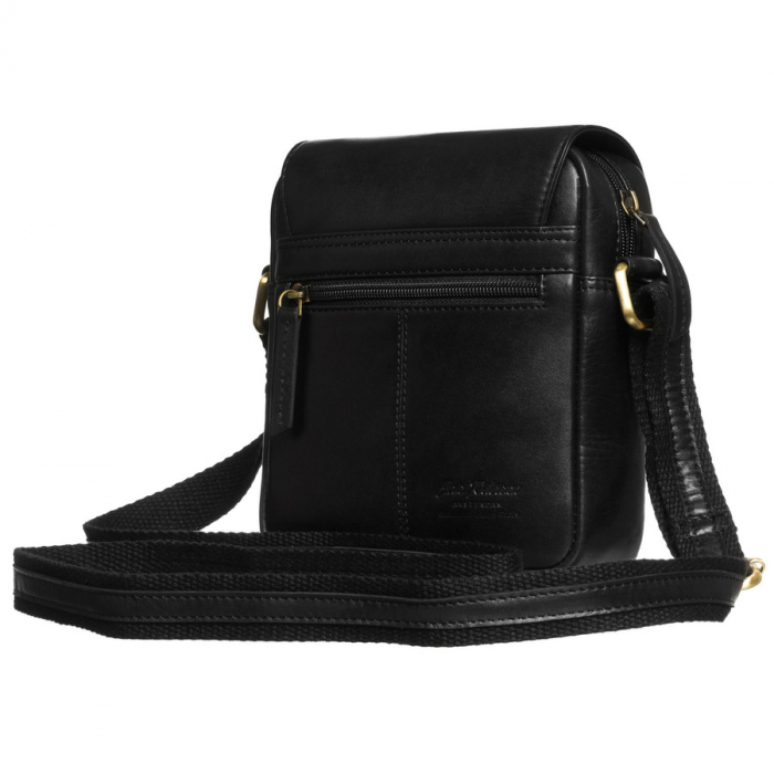 Geantă de umăr bărbătească din piele neagră cu fermoar și clemă magnetică - Peterson PTR-PTN 512-TUM-0550 BLA [3]