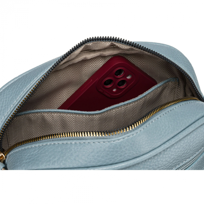 Geantă de damă albastră crossbody cu curea de umăr îngustă și lată, piele ecologică, Peterson PTR-PTN STY-2-F19 BLUE [6]