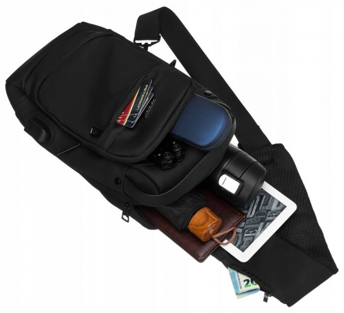 Rucsac de umar solid cu port USB - Peterson PTR-PTN 88040-7134 BL [11]