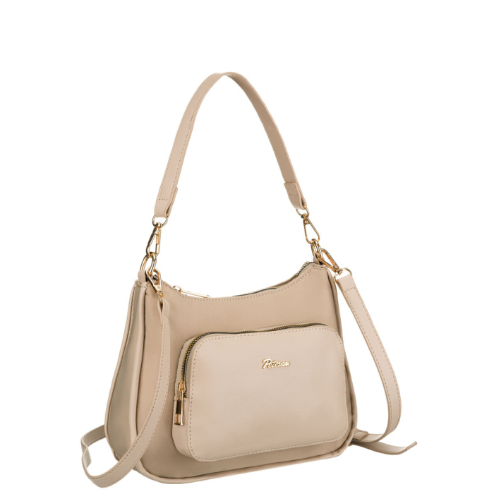 Geantă de damă bej din nailon și piele ecologică, cu mânere și curea detașabilă - Peterson PTR-PTN JN-16-0368 BEIGE [1]