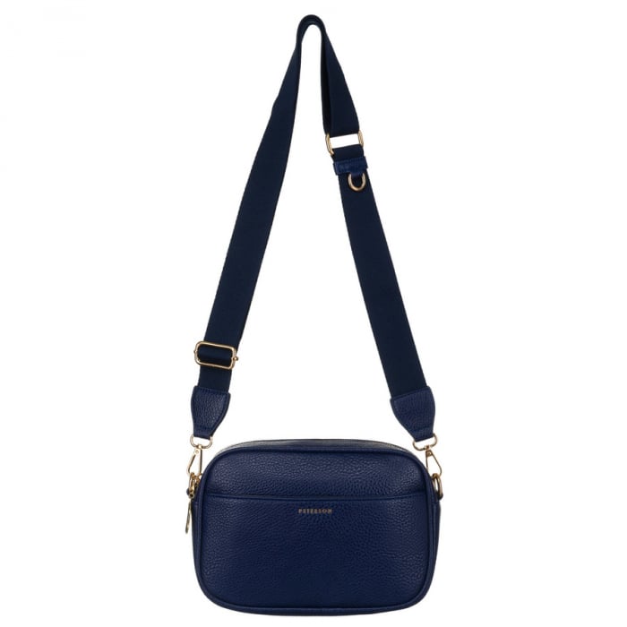 Geantă de damă bleumarin urbană și la modă, cu două curele și breloc, confecționată din piele ecologică de la Peterson PTR-PTN STY-2-F19 NAVY [8]