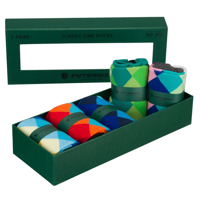 Set de șosete bărbătești multicolore, mărimea 40-45, din bumbac și poliester - Peterson PTR-PTN SML-S5-40-45-RO1 [2]