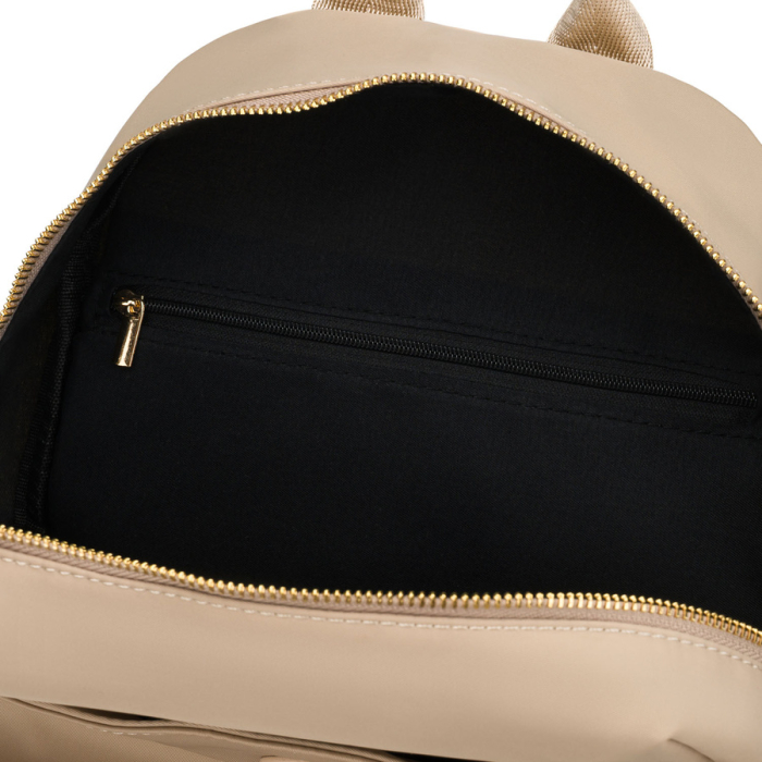 Rucsac bej pentru femei din nailon și piele ecologică cu fermoar - Peterson PTR-PTN JN-17-0405 BEIGE [16]